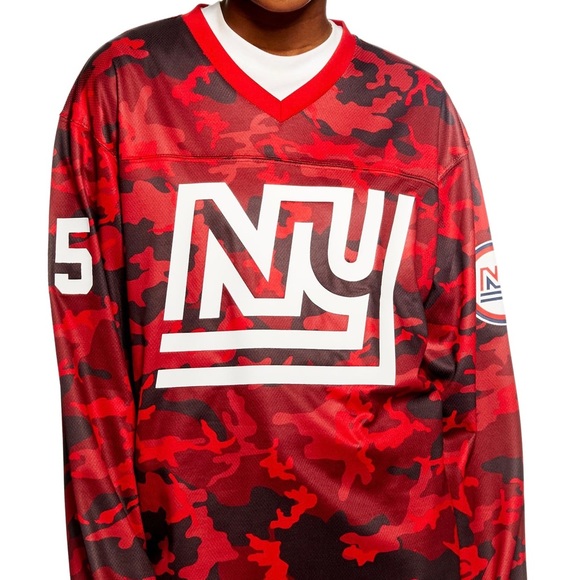 Topshop X Nfl Ny Giants Red Camo Jersey 